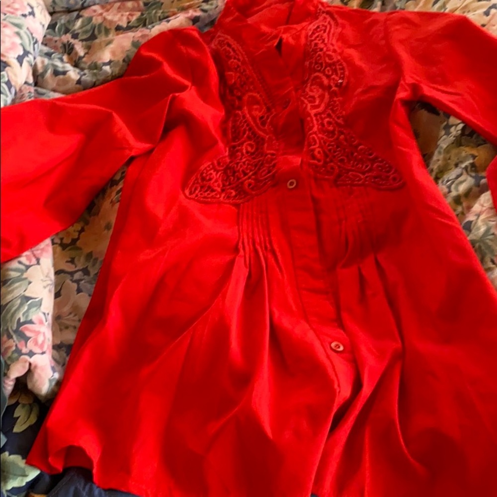 Front lace red blouse
